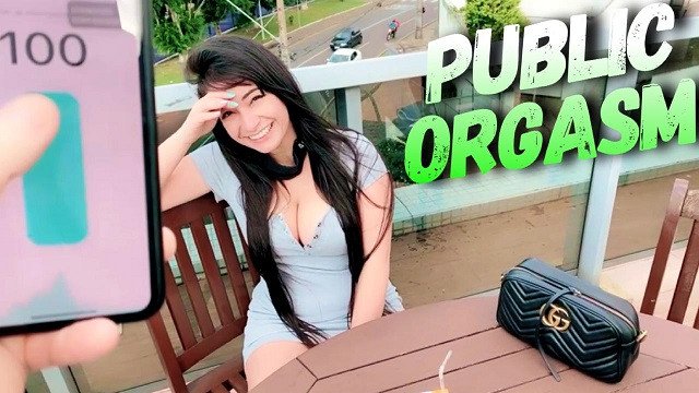 PUBLIC beautiful agony, sexy big boobs girl cumming so hard with an interactive toy in her pussy