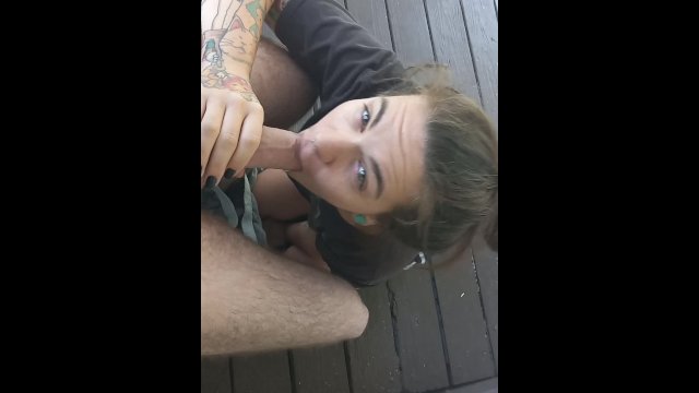 Lil Tatted Cutie On Acid Sucks Cock On Porch For Neighbors