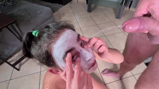 Enjoying my facial and eye spa day  cum and piss in open eyes