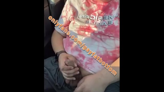 Horny chub can't wait and jerks uncut dick in the Walmart parking lot