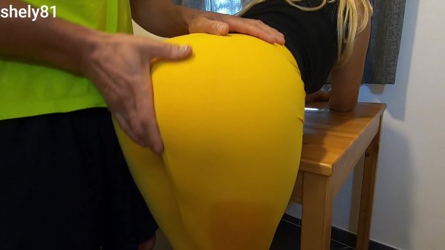 perfect ass Step Mom teases Step Son to get fucked again, he can't tell him no ,yellow leggings