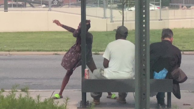 STRIPPING ON THE BLVD😂 SMOKING MOON ROCS WITH HER TITTIE OUT