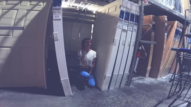 Submissive friend sucks me dry in Lowe's & Home Depot - Facial!