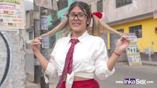Tímida colegiala folla