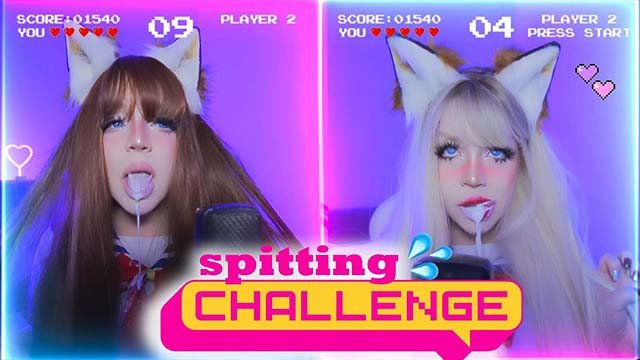 me VS my stepsister 💦SPITTING CHALLENGE💦 *ASMR Amy B* YouTuber  Twitch Streamer