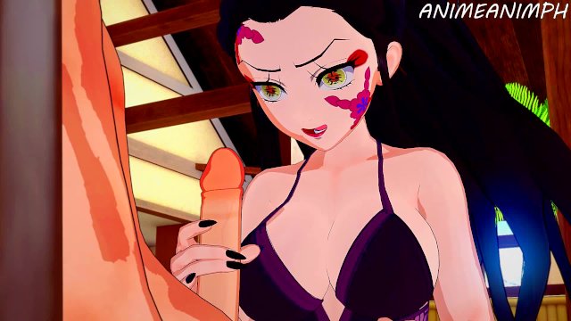 Demon Slayer Hentai: Daki Gives Tanjiro A Handjob Until Huge Cum Explosion on Face