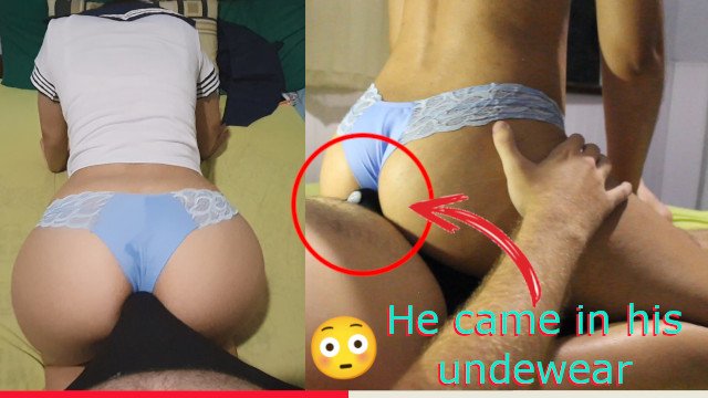 Cute girl (24 yr's) in japanese schoolgirl uniform dry humping till he cum in his pants, assjob