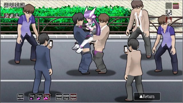 Blazing Angel Mistletear [PornPlay Hentai sex game] Ep.4 topless in the public street