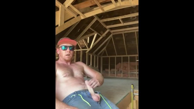 Hot ginger construction worker get off while you watch him work his woood