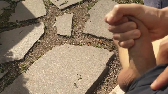 Outdoor Public Handjob ends with a Huge Cumshot