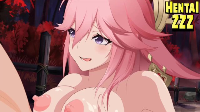 Genshin Impact hentai Yae Miko big tits titjob