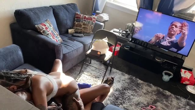 Pretty Nympho Just Had To Ride His Chocolate Dick!