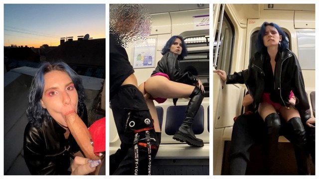 Extreme Public Sex in the Subway and sex on the roof - Darcy Dark