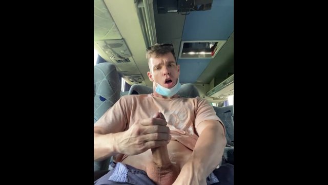 Damian wanks at the Bus