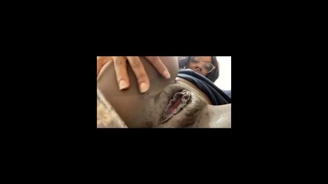 Ebony teen masturbates in public restroom  TheCookieSwirl
